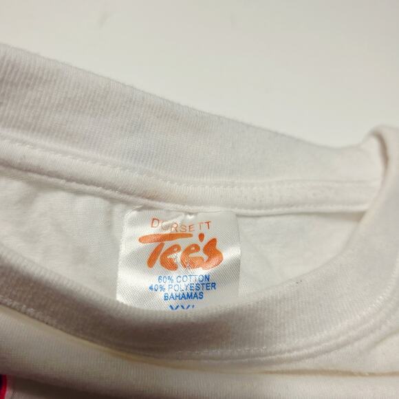 Nassau Bahamas T Shirt Mens 2XL White Blue Graphic Print Spell Out Dorsett - Picture 3 of 6